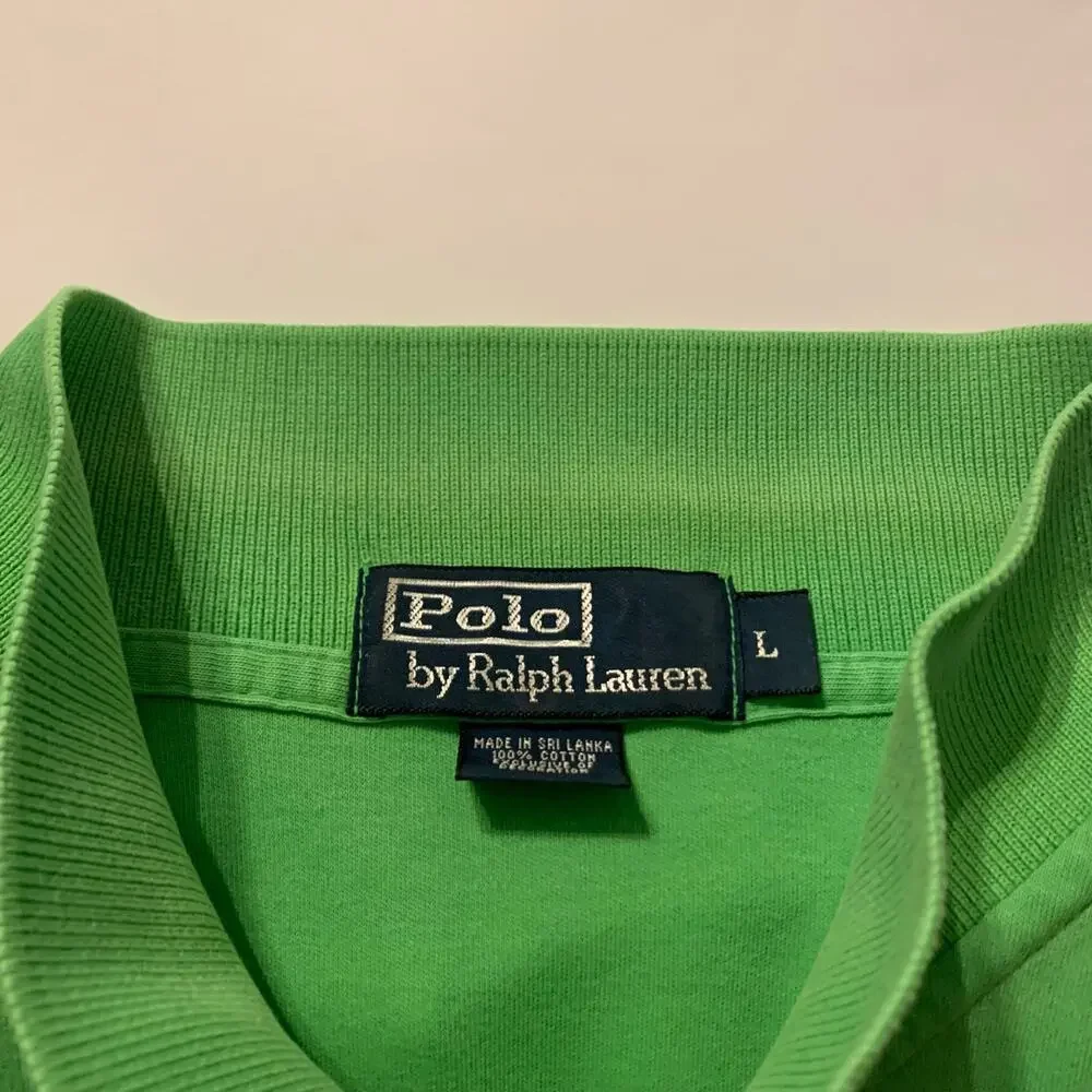 POLO BY RALPH LAUREN Men’s Green 2 Button Classic Fit Solid Cotton Polo Shirt Lg